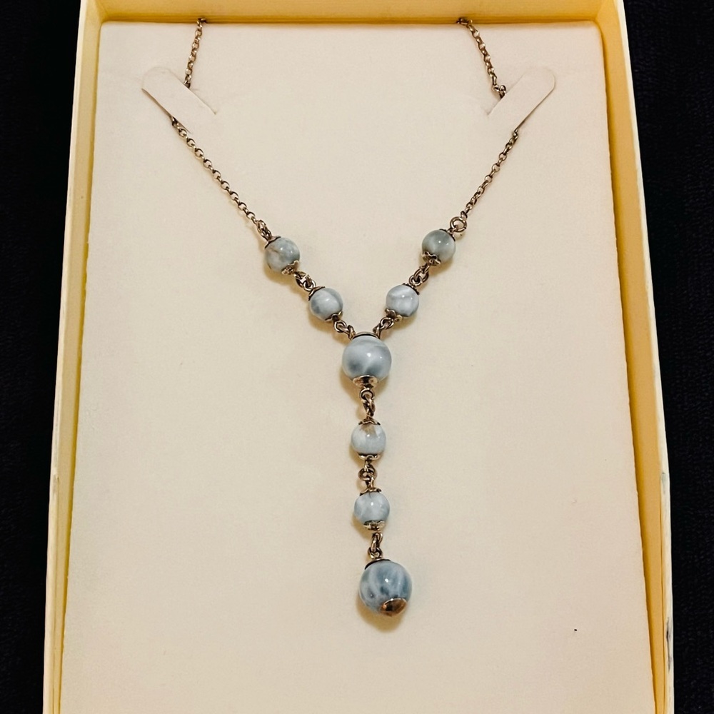 Elegant Larimar and Silver Chain Necklace